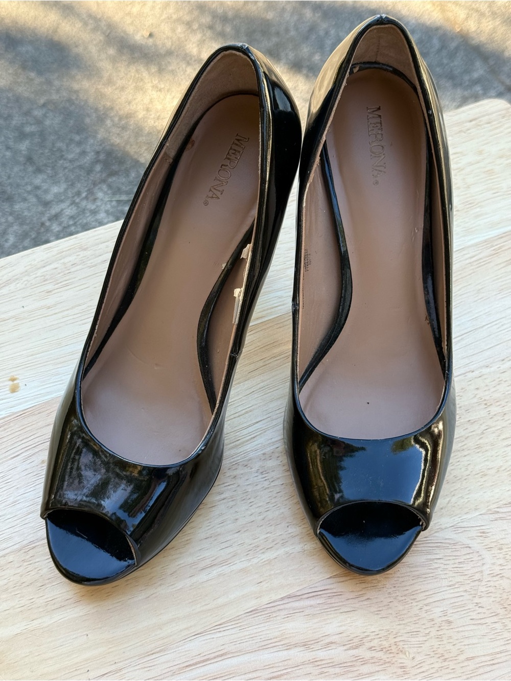 Merona Black Patent Peep-Toe Heels
